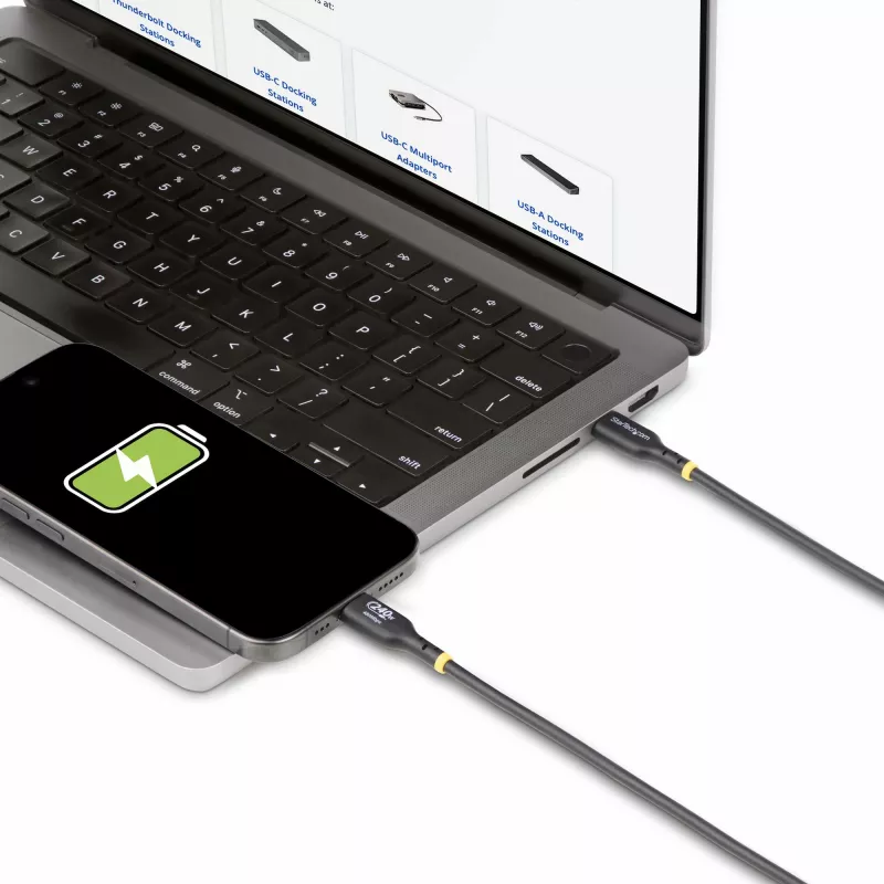 StarTech.com 4m USB-C-latauskaapeli, USB-IF-sertifioitu USB-C-kaapeli, 240W PD EPR, USB 2.0 Type-C kannettavan tietokoneen latauskaapeli, USB-C tiedonsiirtokaapeli, TPE-päällyste, M/M