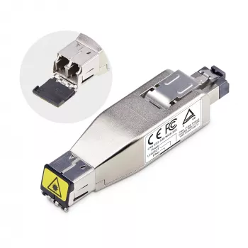 StarTech.com Gigabit-kuitu-RJ45-Ethernet-mediakonvertteri-dongle, optinen yksimuotokuitu 10 km/monimuotokuitu 800 m, PoE-virralla toimiva, kompakti muotoilu, metallikotelo, Micro Mini, TAA