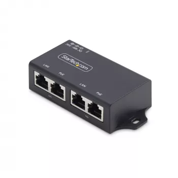 StarTech.com 2-porttinen Gigabit Midspan PoE+ -injektori, 10/100/1000 Mbit/s, PoE+ (802.3af/at), 30W, 1 Gbit/s Ethernet, seinäkiinnitteinen, hallitsematon Inline Power over Ethernet