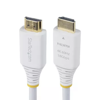 StarTech.com 10ft (3m) Premium-sertifioitu High-Speed HDMI -kaapeli, 4K 60Hz/1440p 144Hz, HDR10/HDCP 2.2/ARC, 18Gbps, UHD HDMI 2.0 -kaapeli TV:lle/näytölle/displaylle, TPE-kuori, valkoinen