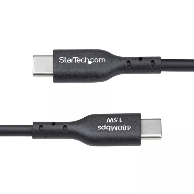 StarTech.com 2 m USB-A - USB-C-latauskaapeli, lataus & synkronointi, 3A, USB 2.0, TPE-kuori - musta USB-latauskaapeli