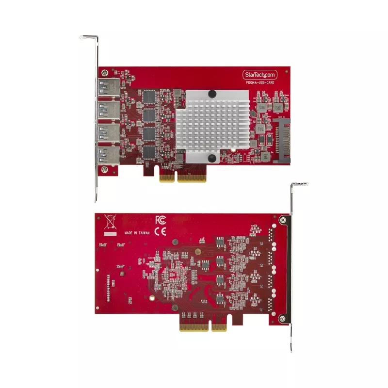 StarTech.com 4-porttinen USB-A PCIe -kortti, USB 3.2 10 Gbit/s, PCI Express 3.0 -laajennuskortti, 4x itsenäinen USB-ohjain, Windows/Linux/macOS, TAA-yhteensopiva