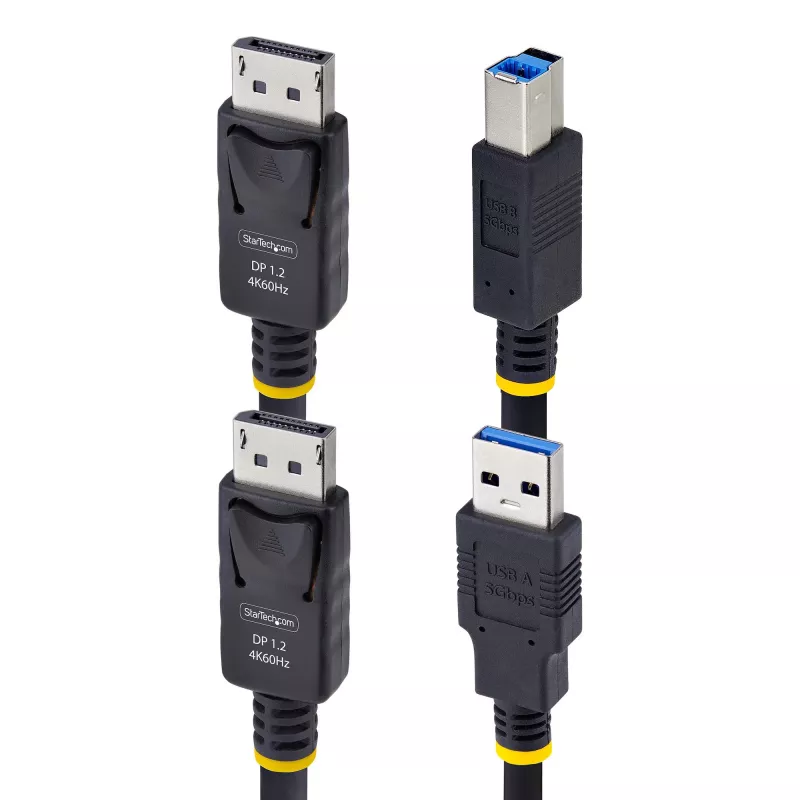 StarTech.com 10ft (3m) DisplayPort- ja USB 5Gbps KVM -kaapeli, 4K 60Hz, yleisesti yhteensopiva DP 1.2/USB 3.0 -yhdistelmäkaapeli KVM-kytkimille