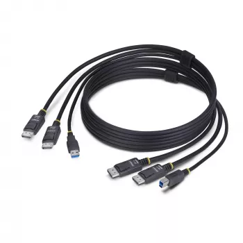 StarTech.com 1,8 m Dual-DisplayPort- ja USB 5 Gbit/s KVM -kaapeli, 4K 60 Hz, yleisesti yhteensopiva, DP 1.2/USB 3.0 -yhdistelmäkaapeli kahden näytön KVM-kytkimille