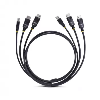 StarTech.com 1,8 m Dual-DisplayPort- ja USB 5 Gbit/s KVM -kaapeli, 4K 60 Hz, yleisesti yhteensopiva, DP 1.2/USB 3.0 -yhdistelmäkaapeli kahden näytön KVM-kytkimille