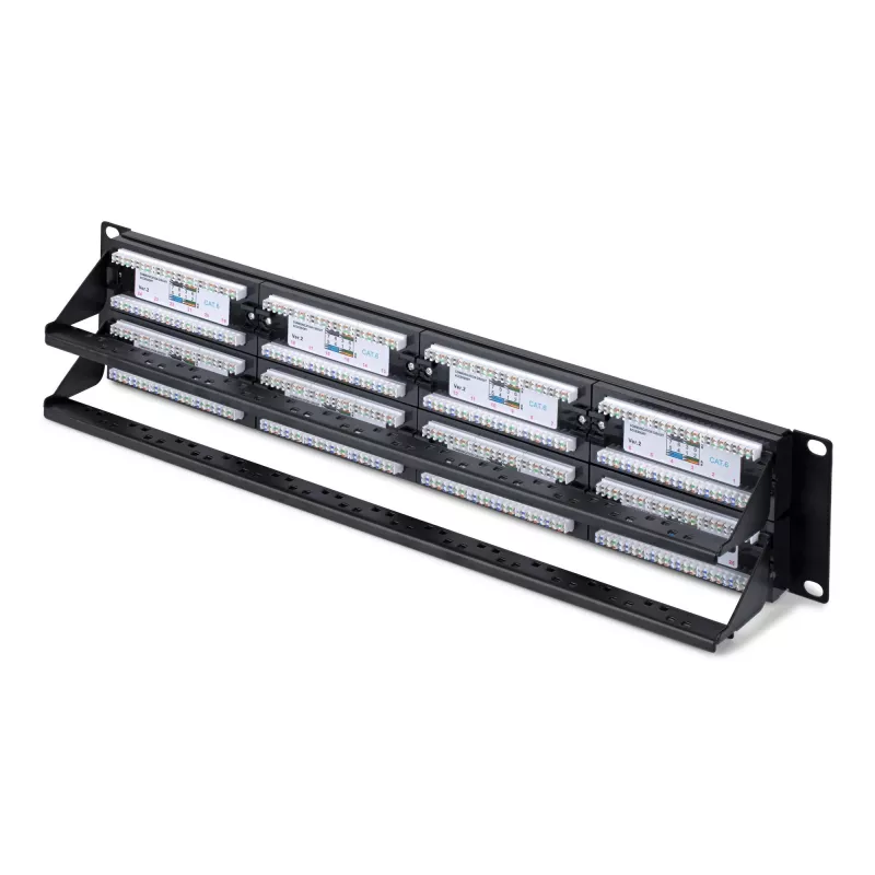 StarTech.com 48-porttinen 2U rack-asennettava Cat6-patch-paneeli, RJ45, UTP, 110 Punch-Down, Cat 6 Ethernet-patch-paneeli verkkopalvelinräkkiin