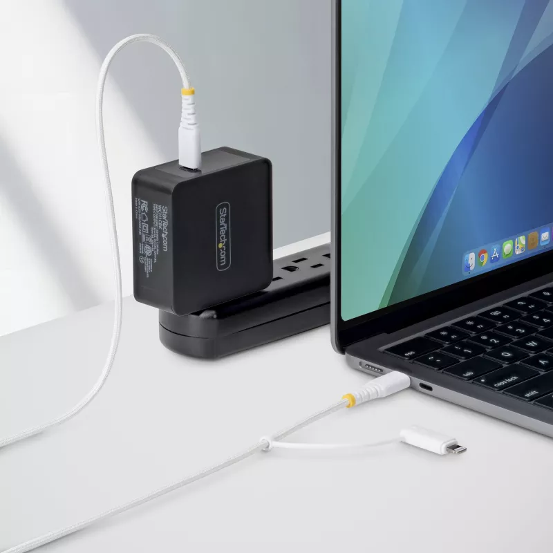StarTech.com 2 m (6ft) 2-in-1 kestävä USB-C-latauskaapeli Lightning-sovittimella, 30W/60W (3A), Apple MFi -sertifioitu, punottu USB-C-latauskaapeli iPhone/iPad/Android
