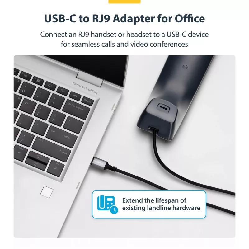 StarTech.com UR9-HEADSET-ADAPTER kaapelisovitin USB-C RJ-9 musta