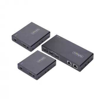 StarTech.com 2-porttinen HDMI-jatko ja -jakaja CAT6:n kautta, 4K 60Hz, jopa 70 m, 1x2 HDMI over Ethernet -jakelusarja IR:llä ja Power Over -kaapelilla