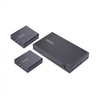 StarTech.com 4-porttinen HDMI-jatko ja -jakaja CAT6:n kautta, 4K 60Hz, jopa 70 m (230 ft), 1x4 HDMI over Ethernet -jakelusarja IR:llä ja Power over -kaapelilla