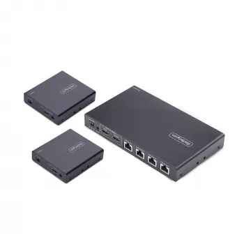 StarTech.com 4-porttinen HDMI-jatko ja -jakaja CAT6:n kautta, 4K 60Hz, jopa 70 m (230 ft), 1x4 HDMI over Ethernet -jakelusarja IR:llä ja Power over -kaapelilla