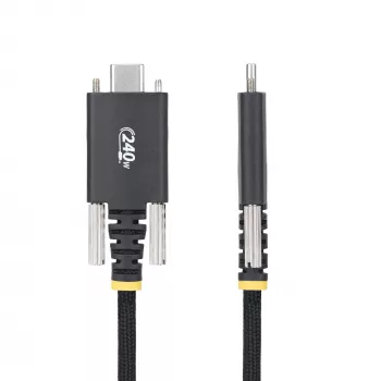 StarTech.com 10ft (3m) USB-C-latauskaapeli, kestävä ja erittäin joustava, sivuruuvilukitus, 240W (5A) PD EPR, USB 2.0 kannettavan tietokoneen latauskaapeli, USB-IF-sertifioitu, kestävä USB-C-latauskaapeli