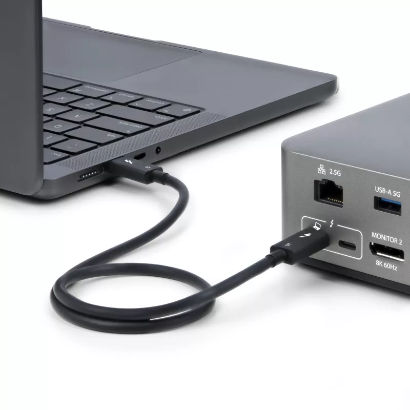 StarTech.com 3ft (1m) Thunderbolt 5 -kaapeli, 80 Gbit/s/jopa 120 Gbit/s, 240 W PD, 8K 60 Hz, sertifioitu Thunderbolt-kaapeli, yhteensopiva Thunderbolt 4/USB4/USB-C kanssa – valkoinen