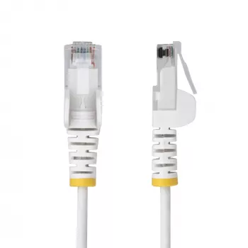 StarTech.com 7 m valkoinen ohut CAT6 Ethernet-kaapeli, snagless, 100 W PoE, UTP, LSZH, 28AWG puhdasta paljasta kuparilankaa, ohut RJ45 verkko-patchkaapeli vedonpoistolla, yksittäin testattu