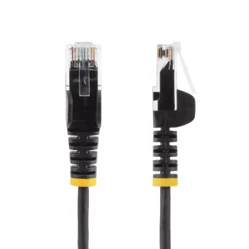 StarTech.com 10 m musta ohut CAT6 Ethernet-kaapeli, snagless, 100W PoE, UTP, LSZH, 28AWG puhdas paljas kuparilanka, ohut RJ45 verkko-patchkaapeli vedonpoistolla, yksittäin testattu