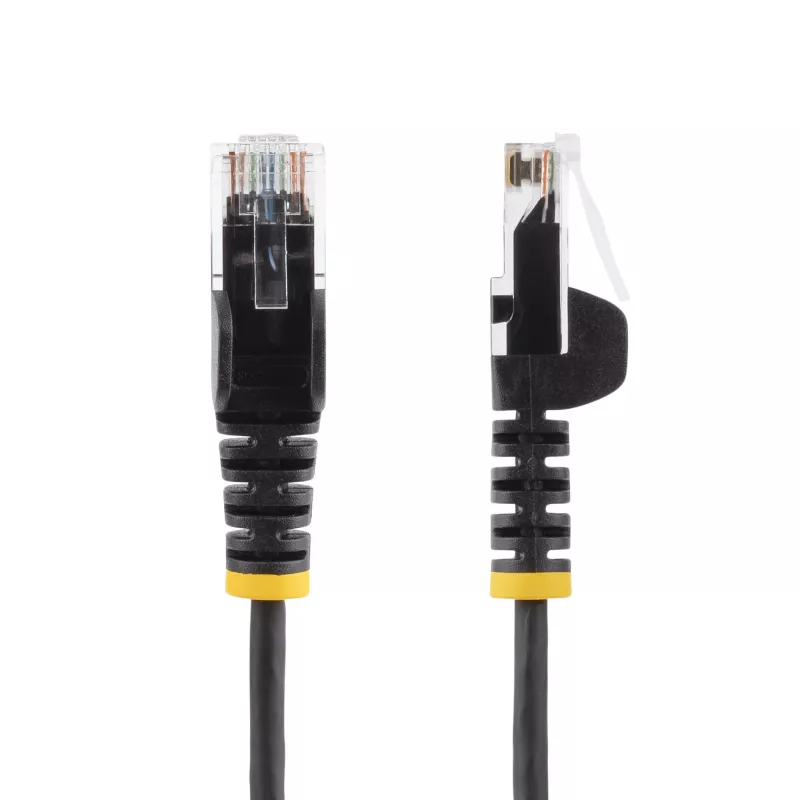 StarTech.com 10 m musta ohut CAT6 Ethernet-kaapeli, snagless, 100W PoE, UTP, LSZH, 28AWG puhdas paljas kuparilanka, ohut RJ45 verkko-patchkaapeli vedonpoistolla, yksittäin testattu