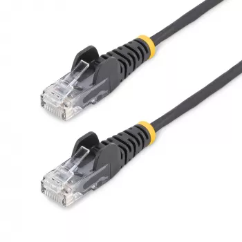 StarTech.com 15 m musta ohut CAT6 Ethernet-kaapeli, rastasuoja, 100 W PoE, UTP, LSZH, 28AWG puhdasta paljasta kuparilankaa, ohut RJ45 verkko-patchkaapeli vedonpoistolla, yksittäin testattu