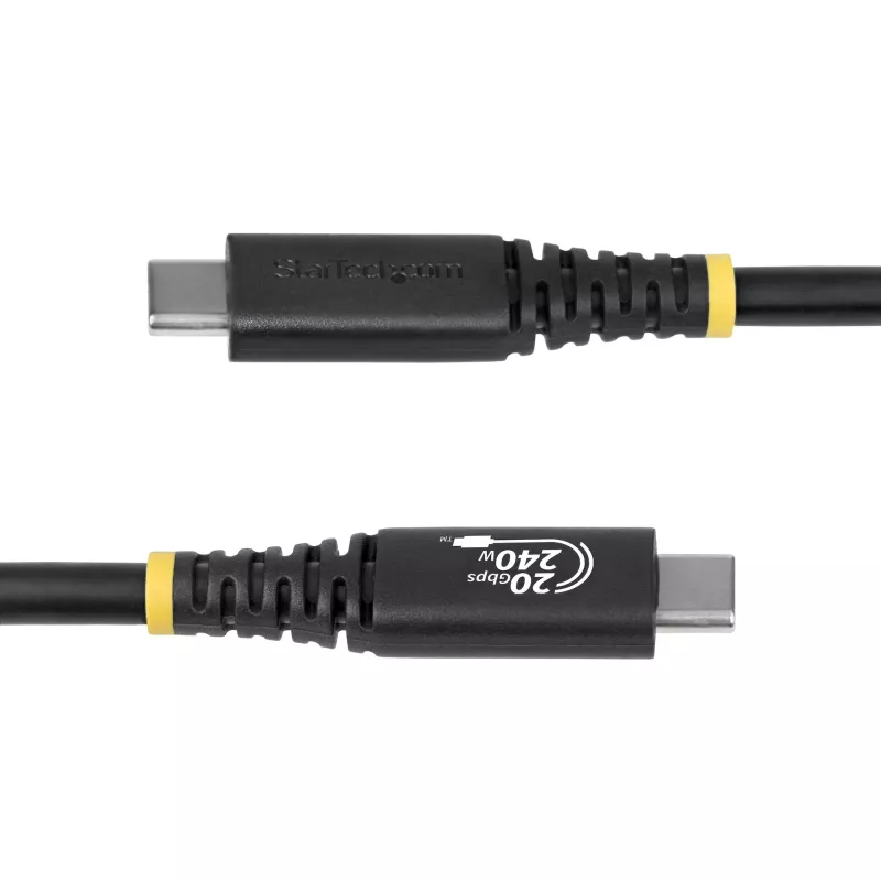 StarTech.com 2 m (6 ft) USB4-kaapeli, 20 Gbit/s, USB-IF-sertifioitu USB-C-kaapeli, 240 W PD EPR, 4K 120 Hz DP 1.4, TPE-päällyste, musta USB-C-kaapeli