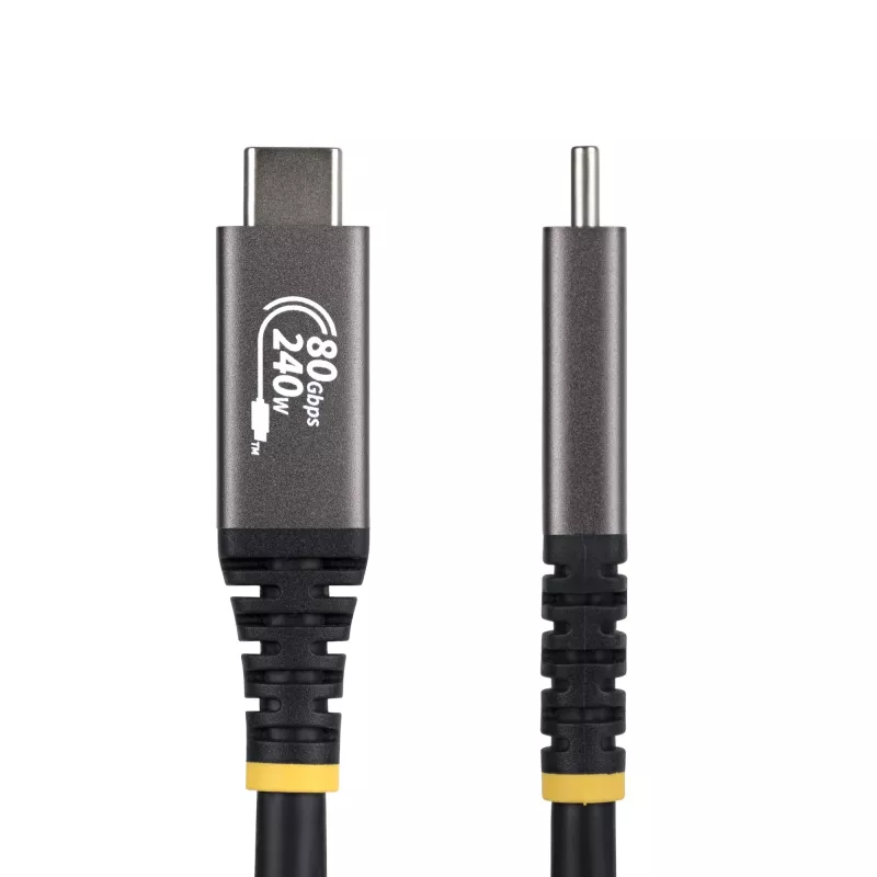 StarTech.com 1 m USB4-kaapeli, 80 Gbit/s, USB-IF-sertifioitu USB-C-kaapeli, 240W PD, 8K 120Hz/4K 240Hz DP2.1 DP80, TPE-päällyste, Thunderbolt 4 -yhteensopiva – musta USB-C-kaapeli