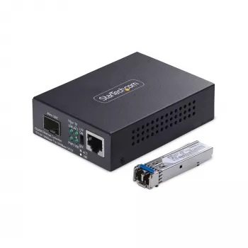 StarTech.com Gigabit Ethernet -kupari-kuitu-mediakonvertteri, SM LC, 40 km, 10/100/1000 Mbit/s, RJ45-LC, täysmetalli, 9K jumbo-kehykset, TAA-yhteensopiva