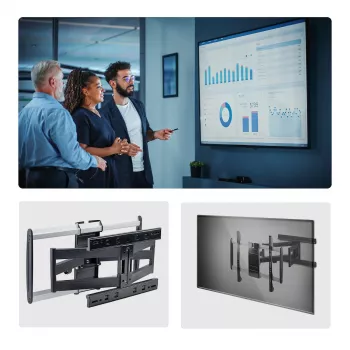 StarTech.com ultralitteä nivelletty TV-seinäteline litteille näytöille enintään 65 tuumaan ja 45 kg, VESA 600x400, TAA-yhteensopiva matalaprofiilinen teline
