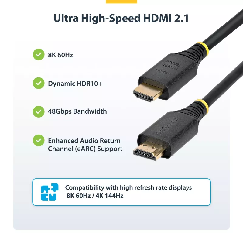 StarTech.com HDMI21-CBL-8K60-50CM HDMI-kaapeli 0,5 m HDMI tyyppi A (standardi) musta