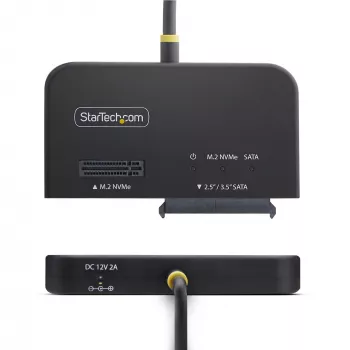 StarTech.com USB-C/USB-A - M.2 NVMe- ja 2,5 tuuman/3,5 tuuman SATA -adapteri, 10 Gbit/s, työkaluton ulkoinen SSD-kiintolevylukija, B+M/M-Key