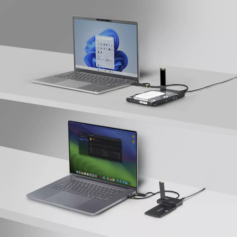 StarTech.com USB-C/USB-A - M.2 NVMe- ja 2,5 tuuman/3,5 tuuman SATA -adapteri, 10 Gbit/s, työkaluton ulkoinen SSD-kiintolevylukija, B+M/M-Key