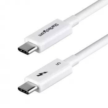 StarTech.com 1,5 ft (50 cm) Thunderbolt 5 -kaapeli, 80 Gbit/s / jopa 120 Gbit/s, 240W PD, 8K 60Hz, sertifioitu Thunderbolt-kaapeli, yhteensopiva Thunderbolt 4/USB4/USB-C kanssa – valkoinen