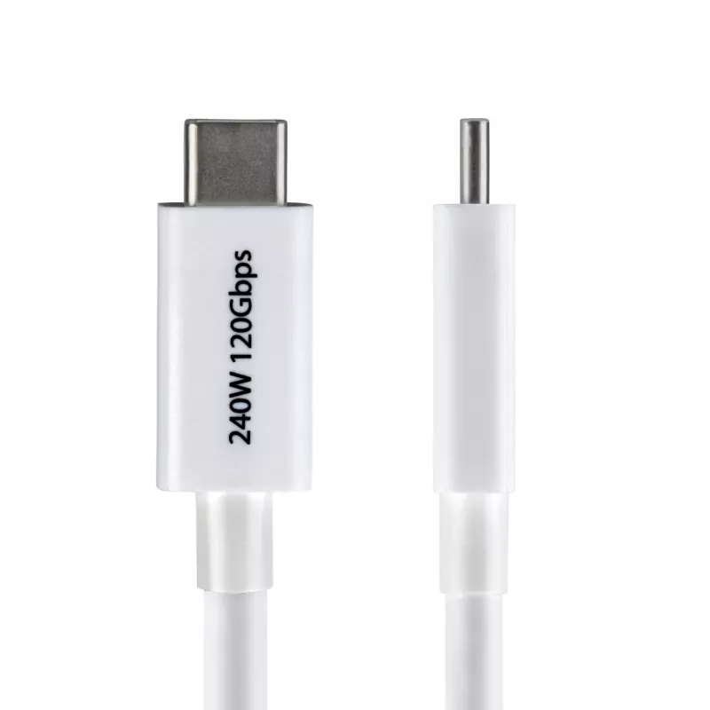 StarTech.com 1,5 ft (50 cm) Thunderbolt 5 -kaapeli, 80 Gbit/s / jopa 120 Gbit/s, 240W PD, 8K 60Hz, sertifioitu Thunderbolt-kaapeli, yhteensopiva Thunderbolt 4/USB4/USB-C kanssa – valkoinen