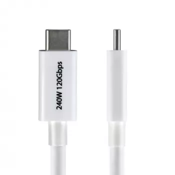 StarTech.com 2,6 ft (80 cm) Thunderbolt 5 -kaapeli, 80 Gbit/s / jopa 120 Gbit/s, 240W PD, 8K 60Hz, sertifioitu Thunderbolt-kaapeli, yhteensopiva Thunderbolt 4/USB4/USB-C kanssa – valkoinen