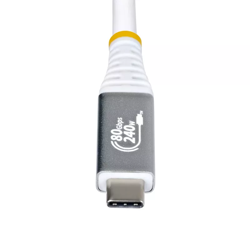 StarTech.com 1,5 m USB4-kaapeli, 80 Gbit/s, USB-IF-sertifioitu USB-C-kaapeli, 240W PD, 8K 120Hz/4K 240Hz DP2.1 DP80, TPE-päällyste, Thunderbolt 4 -yhteensopiva – valkoinen USB-C-kaapeli