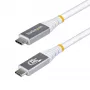 StarTech.com 1 m (3 ft) USB4-kaapeli, 80 Gbit/s, USB-IF-sertifioitu USB-C-kaapeli, 240 W PD, 8K 120 Hz/4K 240 Hz DP2.1 DP80, TPE-päällyste, Thunderbolt 4 -yhteensopiva – valkoinen USB-C-kaapeli