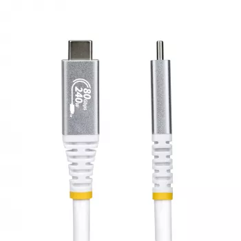 StarTech.com 50 cm (1,6 ft) USB4-kaapeli, 80 Gbit/s, USB-IF-sertifioitu USB-C-kaapeli, 240W PD, 8K 120Hz/4K 240Hz DP2.1 DP80, TPE-päällyste, Thunderbolt 4 -yhteensopiva – valkoinen USB-C-kaapeli