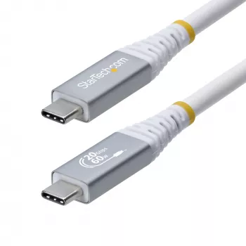 StarTech.com 3 m (10 ft) USB4-kaapeli, 20 Gbit/s, USB-IF-sertifioitu USB-C-kaapeli, 60 W PD, 4K 120 Hz DP 1.4, TPE-päällyste, valkoinen USB-C-kaapeli