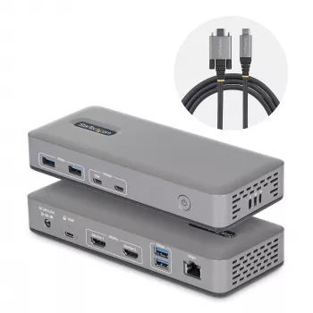 StarTech.com Dual-Monitor USB-C-telakointiasema, HDMI, 4K 60Hz, 100W kannettavan tietokoneen lataus, 1GbE, ajuriton, Multi-Monitor-telakka Windowsille