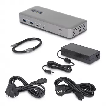 StarTech.com Dual-Monitor USB-C-telakointiasema, HDMI, 4K 60Hz, 100W kannettavan tietokoneen lataus, 1GbE, ajuriton, Multi-Monitor-telakka Windowsille