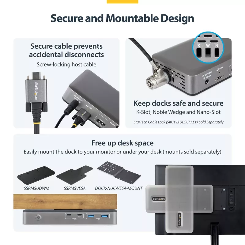 StarTech.com 199UE-USBC-DOCK kannettavan telakka/porttireplikaattori johdollinen USB 3.2 Gen 2 (3.1 Gen 2) Type-C harmaa