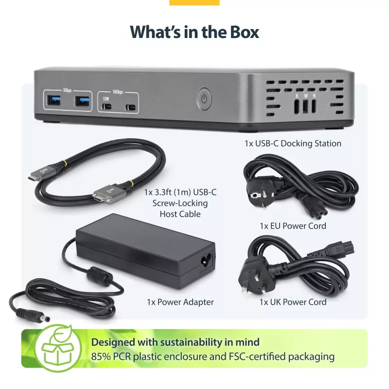 StarTech.com 199UE-USBC-DOCK kannettavan telakka/porttireplikaattori johdollinen USB 3.2 Gen 2 (3.1 Gen 2) Type-C harmaa