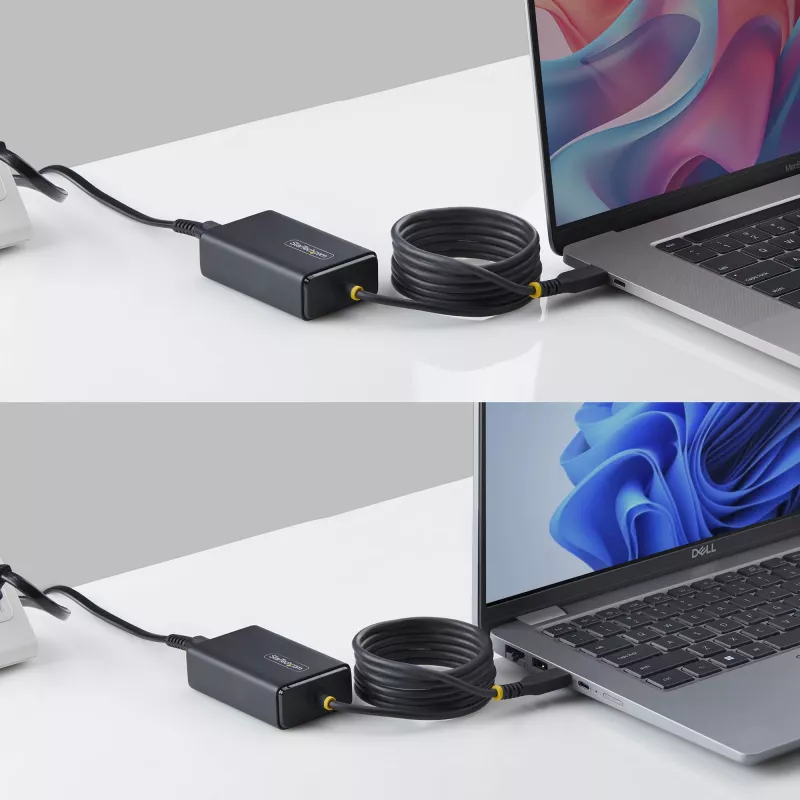 StarTech.com 65W USB-C-laturi kannettavalle tietokoneelle, 1,5 m kiinteä USB-C-kaapeli, virtalähde Dell, XPS, HP ProBook, MacBook Pro, Microsoft Surface Pro -laitteille