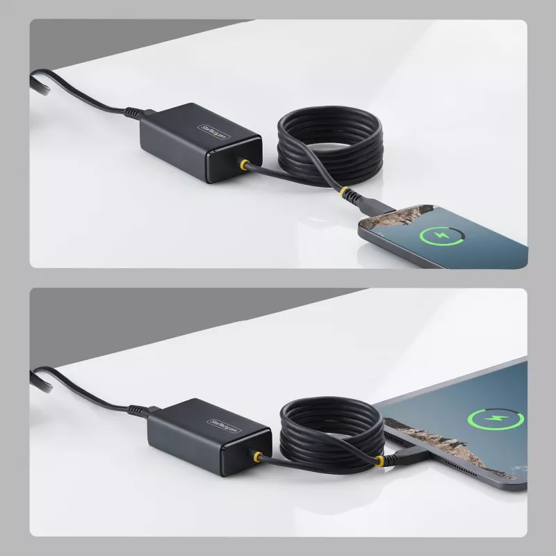 StarTech.com 65W USB-C-laturi kannettavalle tietokoneelle, 1,5 m kiinteä USB-C-kaapeli, virtalähde Dell, XPS, HP ProBook, MacBook Pro, Microsoft Surface Pro -laitteille