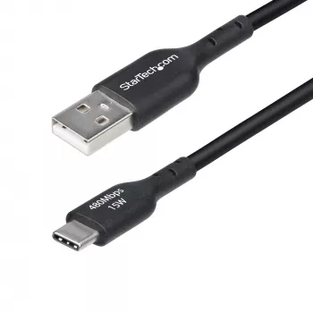 StarTech.com 15 cm (6 in) USB-A–USB-C-latauskaapeli, lataus ja synkronointi, 3A, USB 2.0, TPE-päällyste – musta USB-latauskaapeli