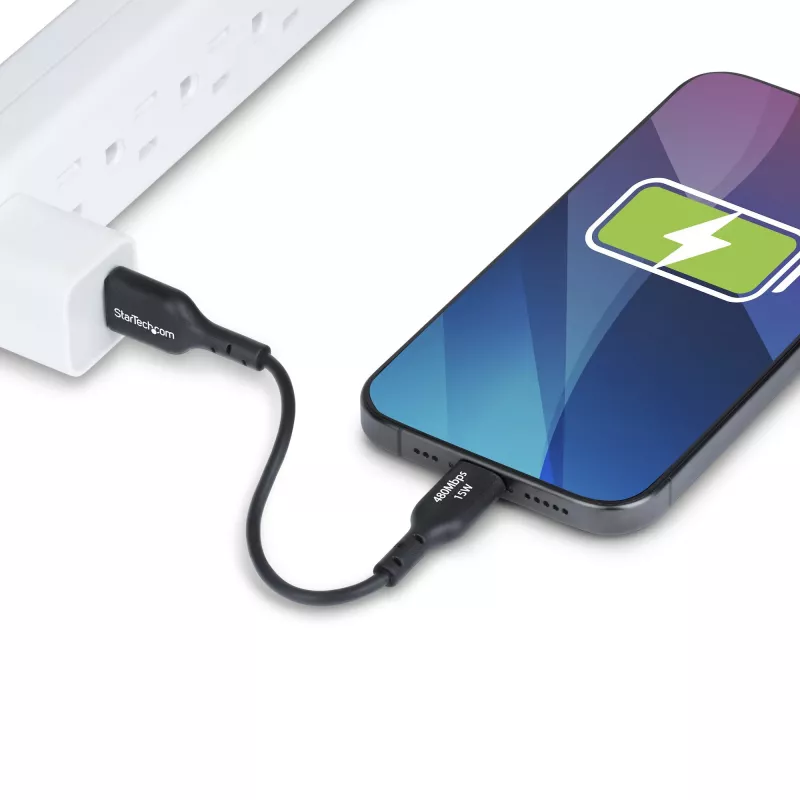 StarTech.com 15 cm (6 in) USB-A–USB-C-latauskaapeli, lataus ja synkronointi, 3A, USB 2.0, TPE-päällyste – musta USB-latauskaapeli