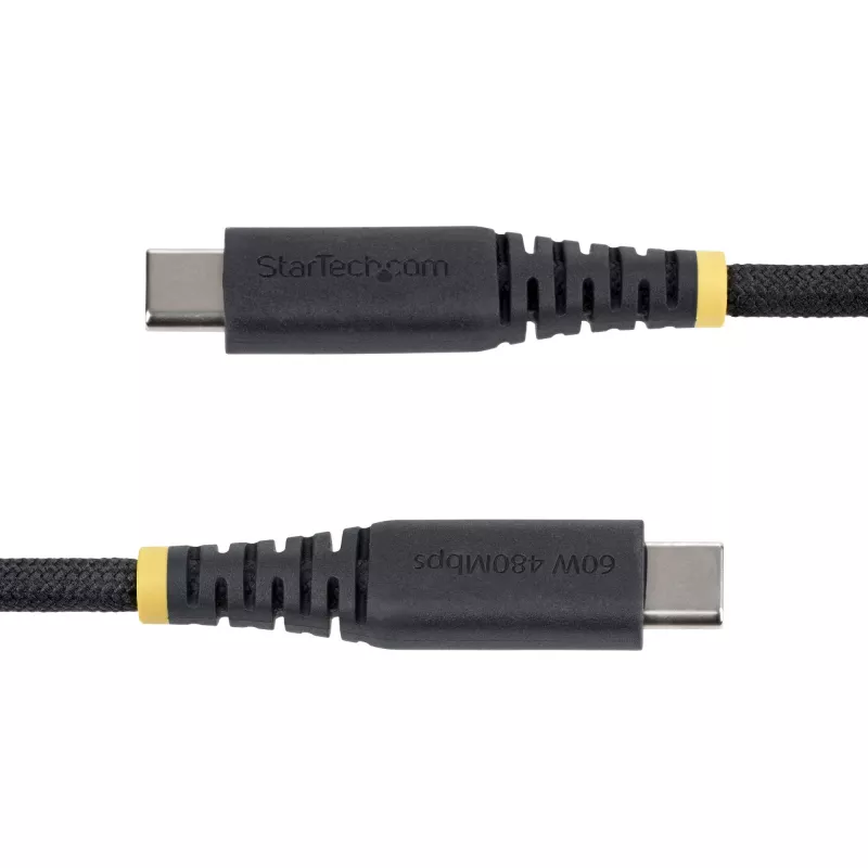 StarTech.com 2 m (6 ft) USB-C-latauskaapeli, 60 W (3 A) PD, kaksikerroksinen punottu nailon-/TPE-päällyste, kestävä USB-C-latauskaapeli, USB 2.0 -kannettavalaturikaapeli