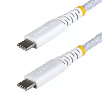 StarTech.com 15 cm (6 in) valkoinen USB-C-laturikaapeli, 60W (3A) PD, kaksinkertainen punottu nailon/TPE-päällyste, kestävä USB-C-laturikaapeli, USB 2.0 kannettavan laturikaapeli