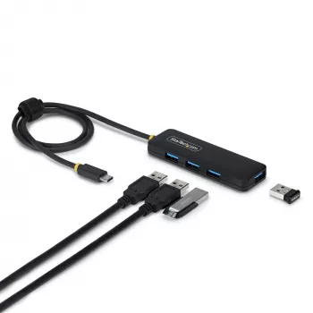 StarTech.com 4-porttinen USB-C-keskitin, 5 Gbit/s, väylävirralla toimiva, USB-C 4x USB-A -minikeskittimeen, erittäin pitkä 61 cm isäntäkaapeli, PCR-muovi, kannettava pöytä-/kannettavakeskitin