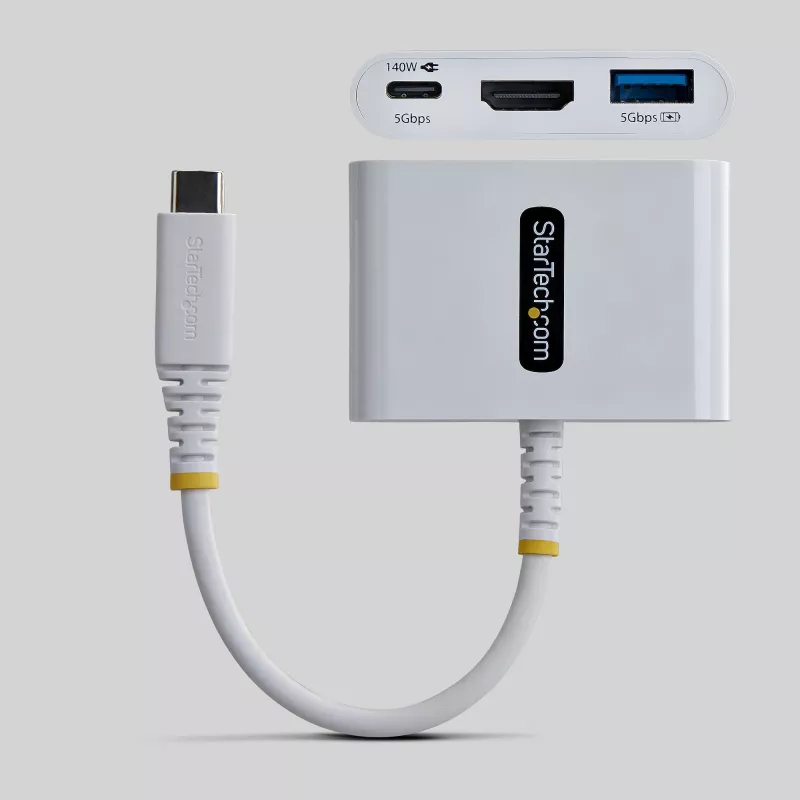StarTech.com USB-C–HDMI-moniporttisovitin 140W PD-latauksella, 4K 60Hz HDMI, USB 5 Gbit/s -keskitin, mini-telakka MacBook / Dell / ThinkPad / HP / iPad / tablet-laitteille