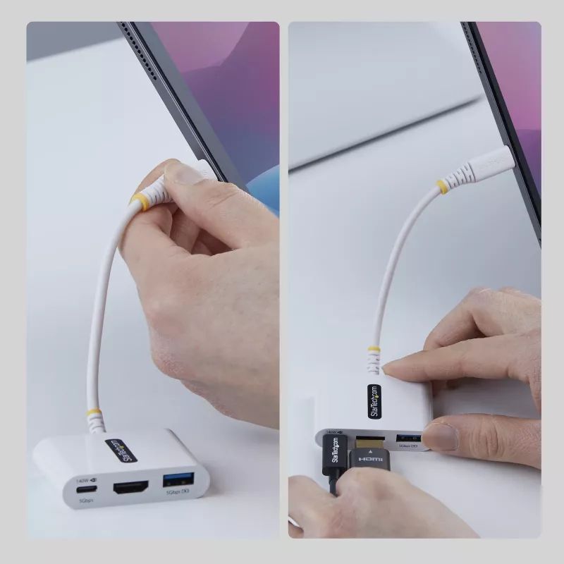 StarTech.com USB-C–HDMI-moniporttisovitin 140W PD-latauksella, 4K 60Hz HDMI, USB 5 Gbit/s -keskitin, mini-telakka MacBook / Dell / ThinkPad / HP / iPad / tablet-laitteille