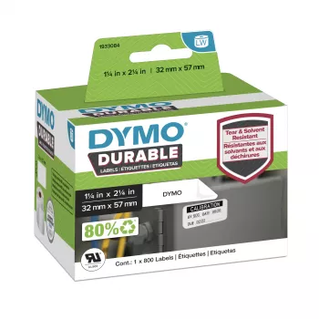 DYMO Original LabelWriter Durable -tarrat | 57 mm x 32 mm | valkoinen poly | 800 itseliimautuvaa tarraa | suurteho | LabelWriter-tarratulostimille