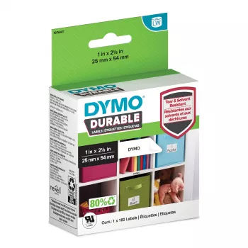 DYMO Original LabelWriter Durable -tarrat | 25 mm x 54 mm | valkoinen poly | 160 itseliimautuvaa tarraa | suurteho | LabelWriter-tarratulostimille